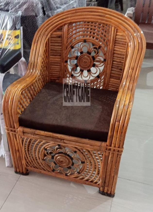 Cane Sofa Set with Table for Home, Living Room, Office, Garden, Resort with Cushion (flo)