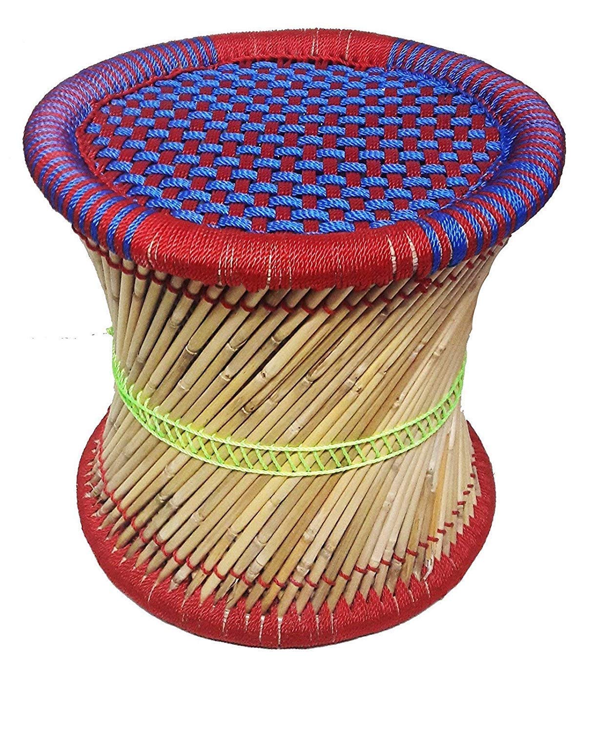 Cane Wood Bar Stool, Mudda for Living Room - Multicolor
