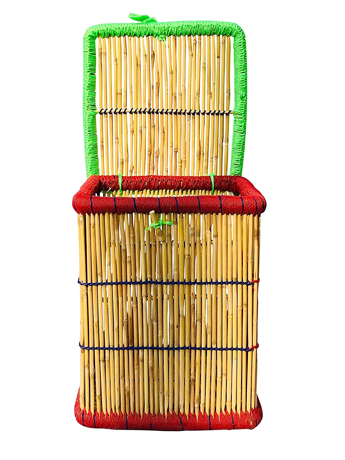 Cane Bamboo Laundry Basket Small - Multicolor