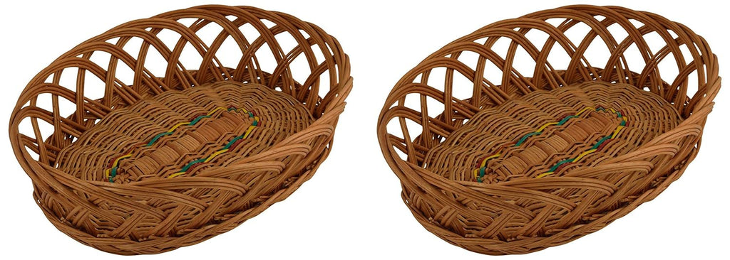 Cane Oval Basket for Festival Gift Packing, Dry Fruit Basket, Fruit Basket,Storage Baskets, Wedding Baskets, Dinning Table basket, Napkin Basket(Pack of 2)