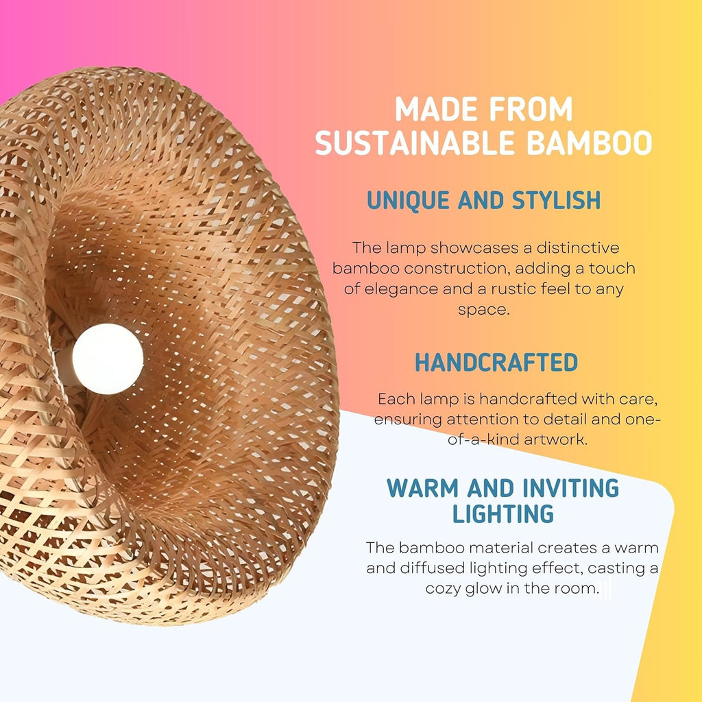 Bamboo Hanging Lamp Shades,Pendent Lamp Shade,Hanging Lights for Dining Room, Living Room,Hotel,Cafe,Home Corrido, Bar, Restaurant, Coffee house (Half Moon)