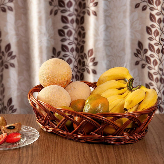 Cane Oval Basket for Festival Gift Packing, Dry Fruit Basket, Fruit Basket,Storage Baskets, Wedding Baskets, Dinning Table basket, Napkin Basket(Pack of 2)