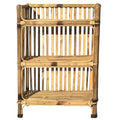 Natural Finish Cane Bamboo Rack of 3 Shelves for Books and Shoes, 63 x 30 x 89 cm