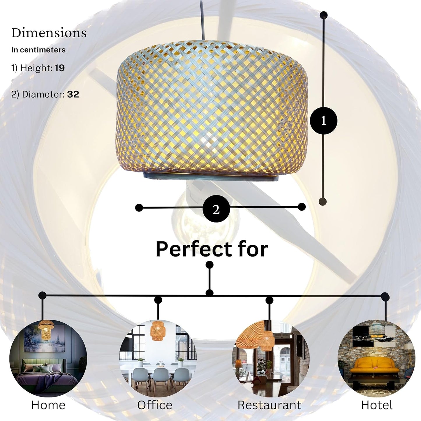 CRAFTCANE Bamboo Hanging Lamp Shades,Pendent Lamp Shade,Hanging Lights for Dining Room, Living Room,Hotel,Cafe,Home Corrido, Bar, Restaurant, Coffee house (classic)