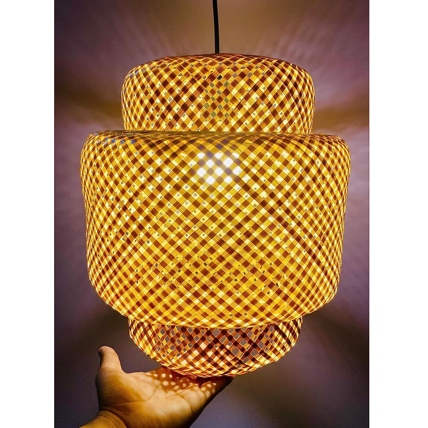 Bamboo Hanging Lamp Shades,Pendent Lamp Shade,Hanging Lights for Dining Room, Living Room,Hotel,Cafe,Home Corrido, Bar, Restaurant, Coffee house (14inch)