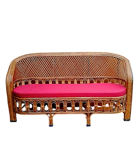 Cane Three Seater Sofa,Sofa couch for Home, Living Room, Office, Resort, Hotels with Cushion (3 seater)(model commando jaal)
