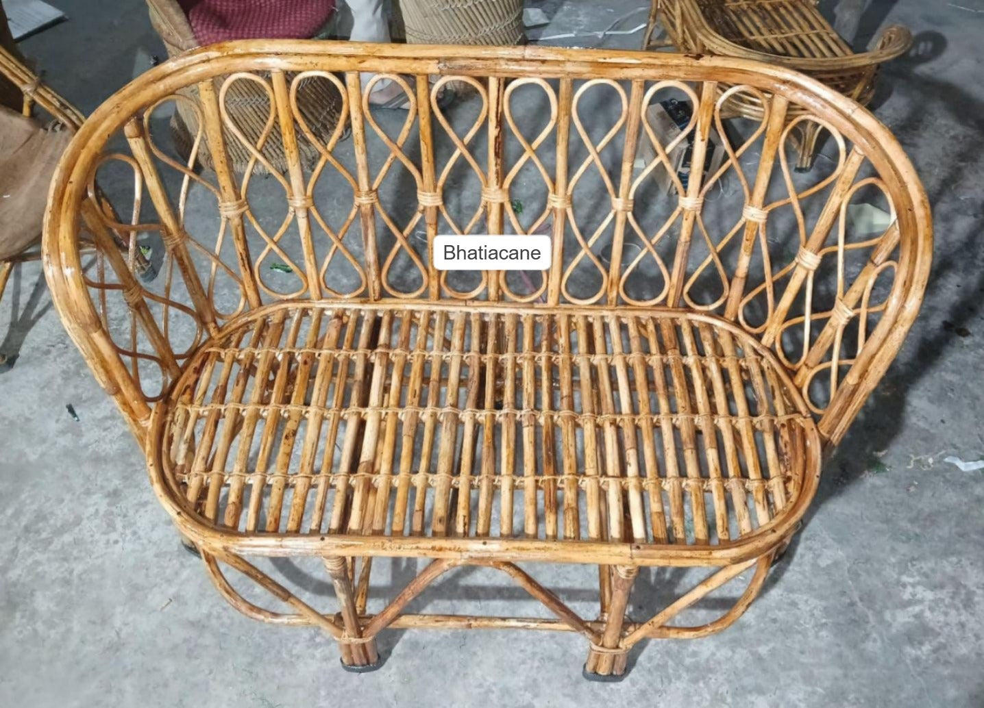Durable Cane Two-Seater Sofa – Perfect for Homes, Living Rooms, Studios, Cafes, Resorts, Hotels, and Balconies