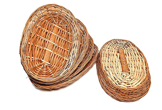 Cane Bamboo Oval Basket Basket for Gift & Wedding Packaging (Pack of 5) – Size 11 x 7 x 1.5 inch