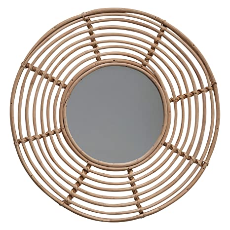 Cane Round Wall Mirror for Bathroom Mirror, Home, Office, House Warming Gift (Large)
