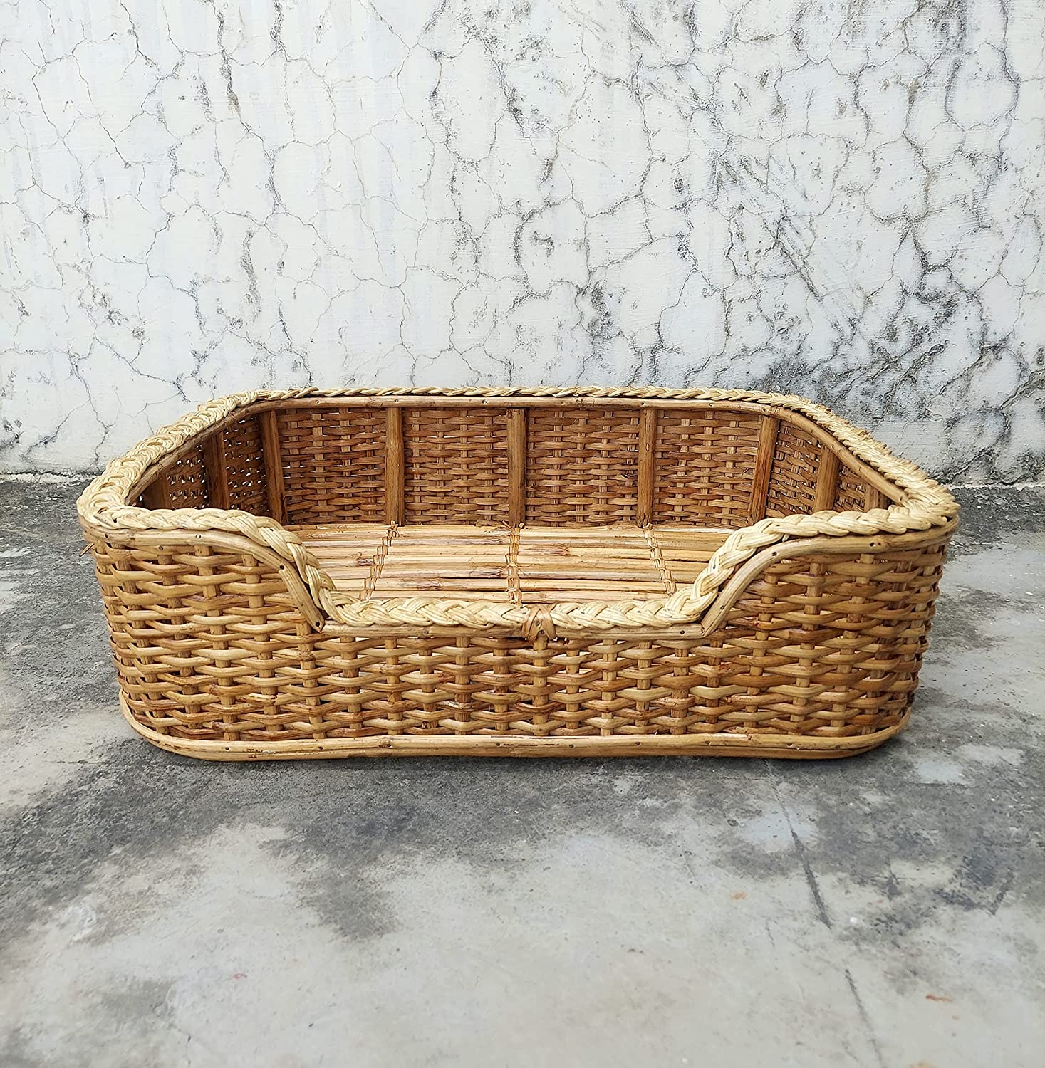 Bamboo Cane Pet Bed For Dogs and Cats with Foam (Weaving)36" x 24" x 7"