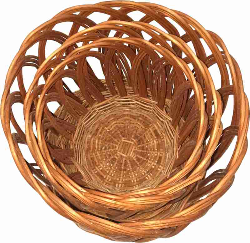 Bamboo Cane Planter Stand for Home, Terrace,Living Room, Balcony, Indoor, Outdoor Garden,Storage Basket , Fruit basket,Hamper Basket,Bread Basket (Pack of 3)