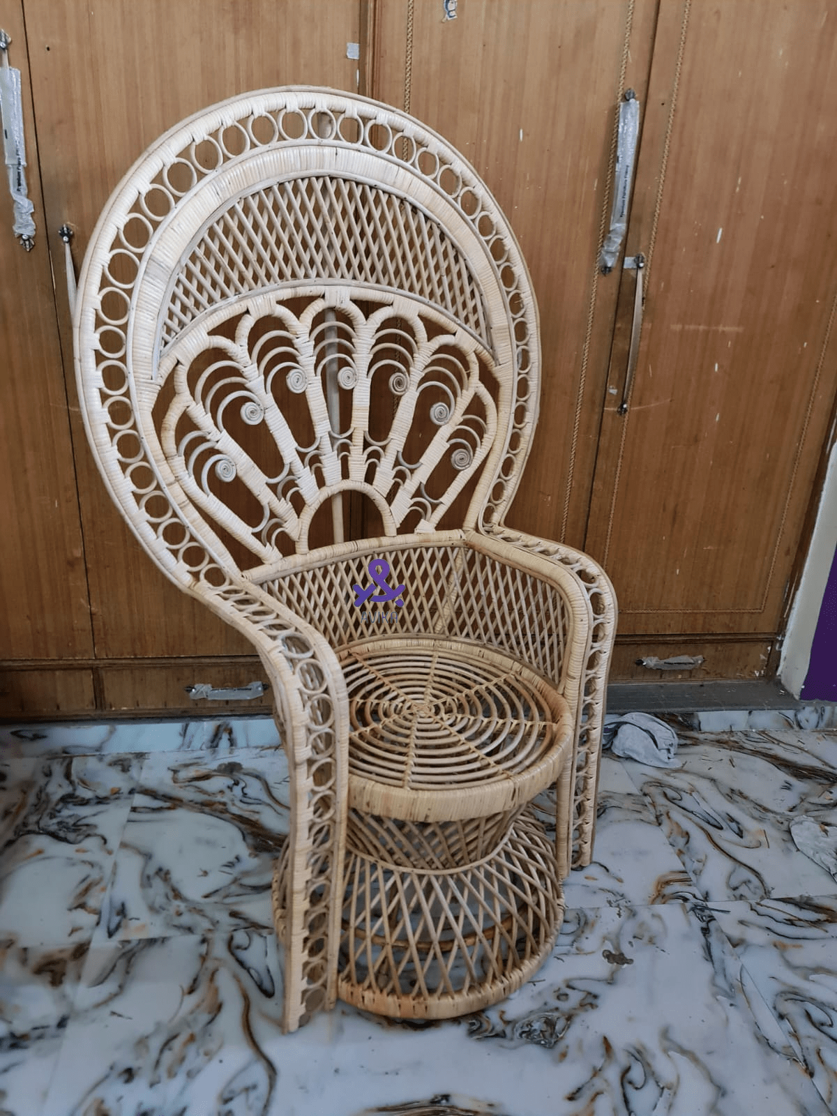 Rattan Bamboo Cane Peacock Chair,Marriage chair, Banquet Hall Chair, for Living Room with Seat Cushion