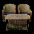 Rattan Cane Chair Set with Table