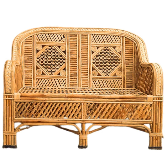 Bamboo Cane Two Seater Sofa for Home, Living room,office Material: Cane Cane Sofa Cum Couch with Cushion for Living Room(2 seater)