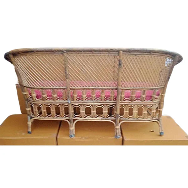 Cane Three Seater Sofa,Sofa couch for Home, Living Room, Office, Resort, Hotels with Cushion (3 seater)(model commando jaal)