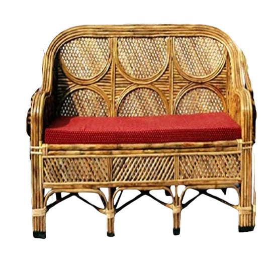 Cane Three Seater Sofa,Sofa couch for Home, Living Room, Garden,Office, Resort, Hotels with Cushion(chand)
