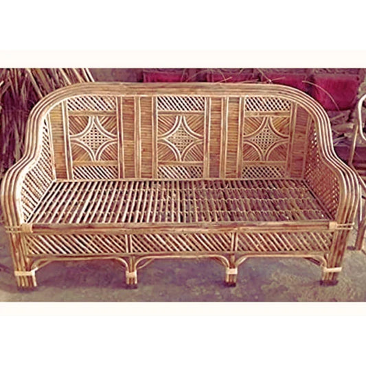Cane Three Seater Sofa,Sofa couch for Home, Living Room, Garden,Office, Resort, Hotels with Cushion(model star)