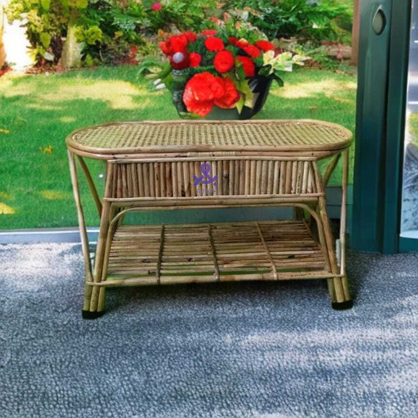 Rattan Cane Weaving Oval Table
