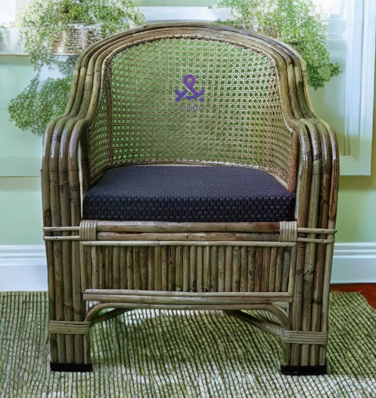 Rattan Cane Chair Set with Table