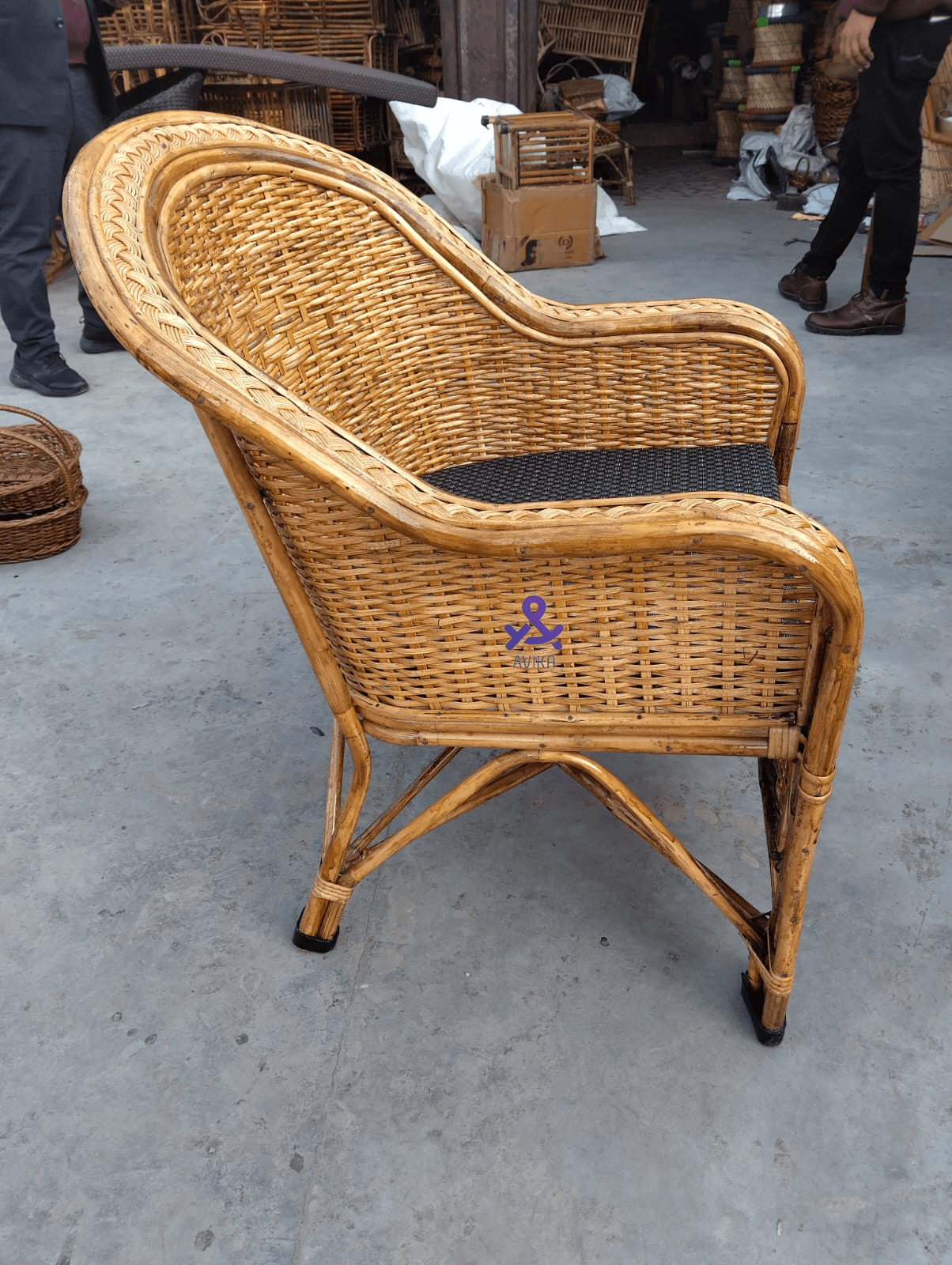 Bamboo Cane Sofa Chair For Terrace,Living Room, Cafe, Pubs, Bars, Restaurants,Lawn, Cafeteria with Cushion