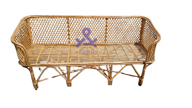 Cane two seater sofa couch, settee, Family Portrait boho setup