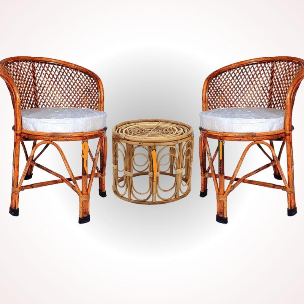 Cane Chairs with Cushion & Table – Perfect for Home, Office, Cafes & Restaurants(pack of 2 with table)