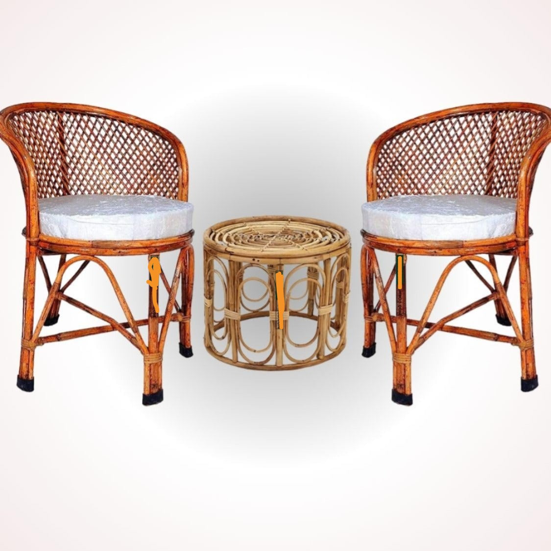 Cane Chairs with Cushion & Table – Perfect for Home, Office, Cafes & Restaurants(pack of 2 with table)