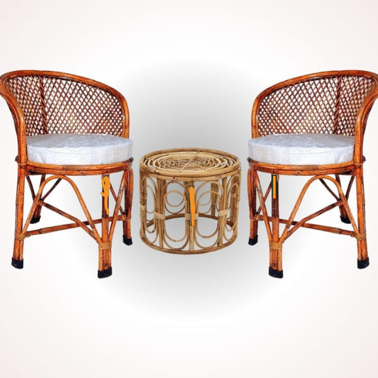 Cane Chairs with Cushion & Table – Perfect for Home, Office, Cafes & Restaurants(pack of 2 with table)