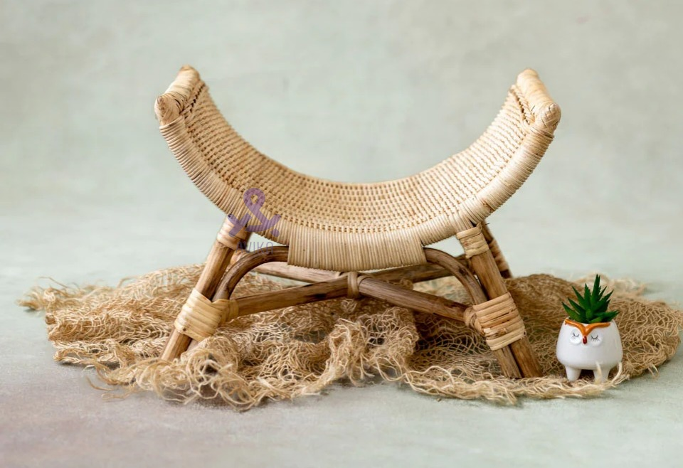 Cane Chair for Newborns: Sitter & Baby Photography Photoshoot Prop