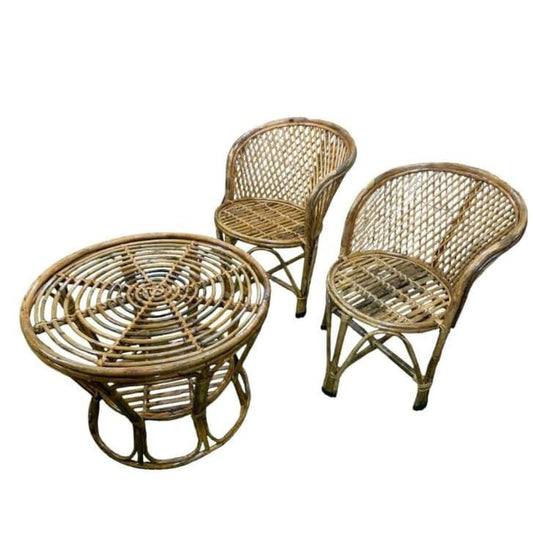 Bamboo Cane Chair for Home, Garden ,Balcony, Office, with Table (Set of 2 with table)