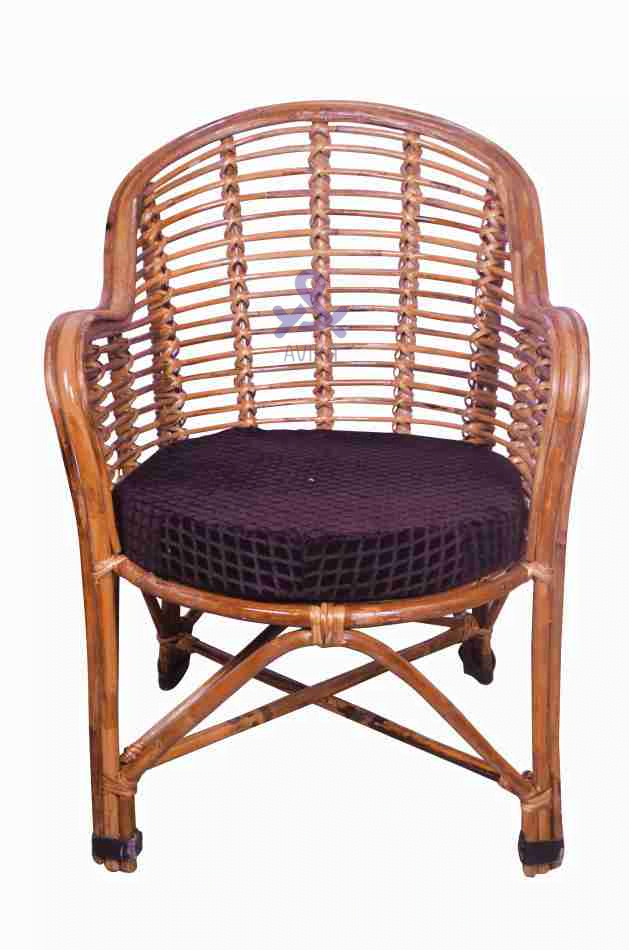 Bamboo Cane Chair for Lawn Chair, Arm Chair, Room Chair, Cafe, Pubs, Bars, Restaurants, Indoor/Outdoor, Lawn, Cafeteria, Balcony,Garden with Cushion | Set of 2