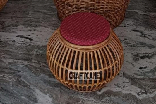 Cane Round Stool with Cushion for Home Living Room,Office, Cafe, Resort