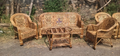 Cane Sofa Set with Table for Home, Living Room, Office, Garden, Resort with Cushion (Model : RingJaal)