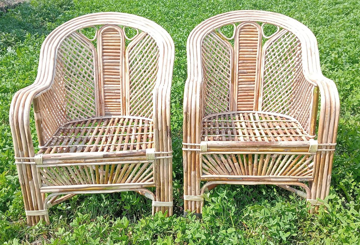 Bamboo Cane Sofa Set – Stylish & Durable Furniture for Living Room, Lawn, Balcony & Resort (1 Sofa + 2 Chairs)