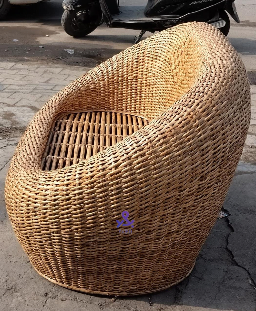 Bamboo Cane Two Seater Sofa for Home, Living Room, Office, Resort, Hotels (Apple)