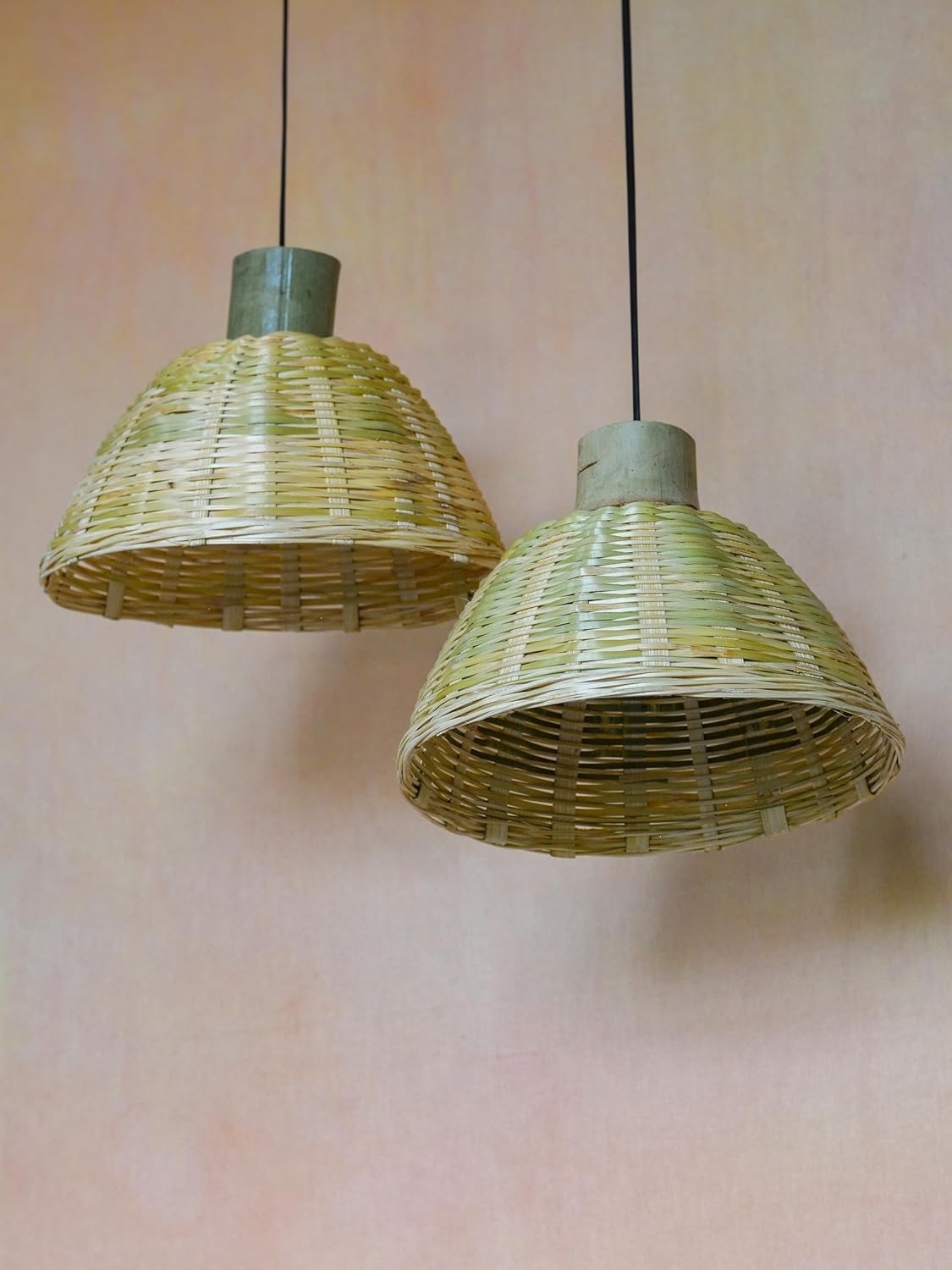 Bamboo Hanging Lamp Shade - Dome-Shaped Ceiling Lamp for Dining Room, Living Room