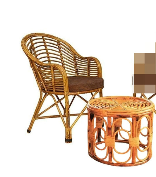 Cane Chair with Small Table for Living Room, Home, Dining Room, Bedroom, Kitchen, Office, Outdoor & Garden