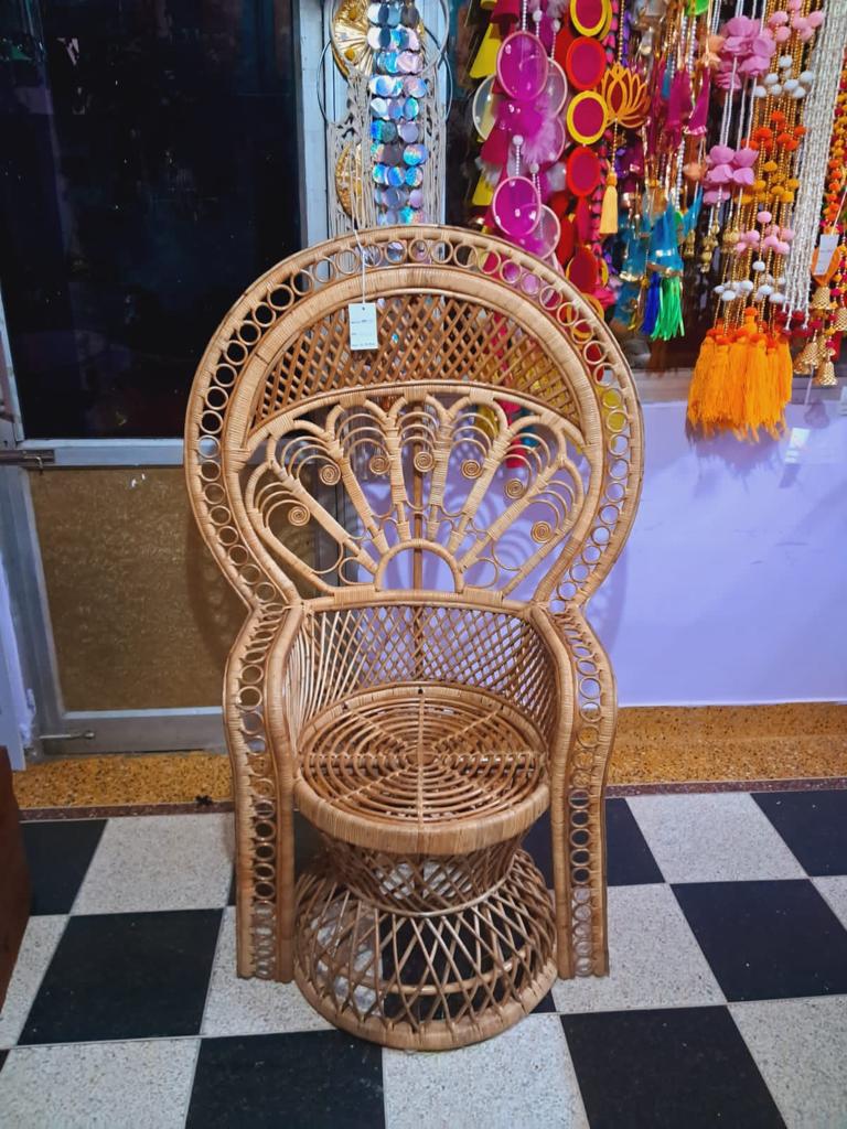Rattan Bamboo Cane Peacock Chair,Marriage chair, Banquet Hall Chair, for Living Room with Seat Cushion