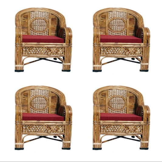 Cane Sofa Chair with Armrest – Perfect for Home, Office, Indoor & Outdoor Spaces(pack of  4)