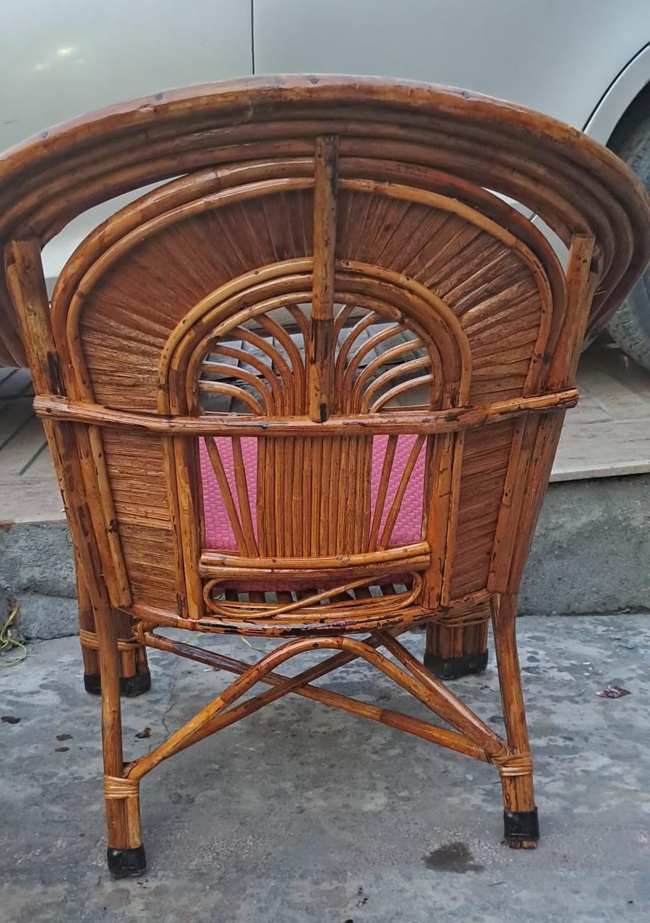 Cane Sofa Set with Table for Home, Living Room, Office, Garden, Resort with Cushion(raj)