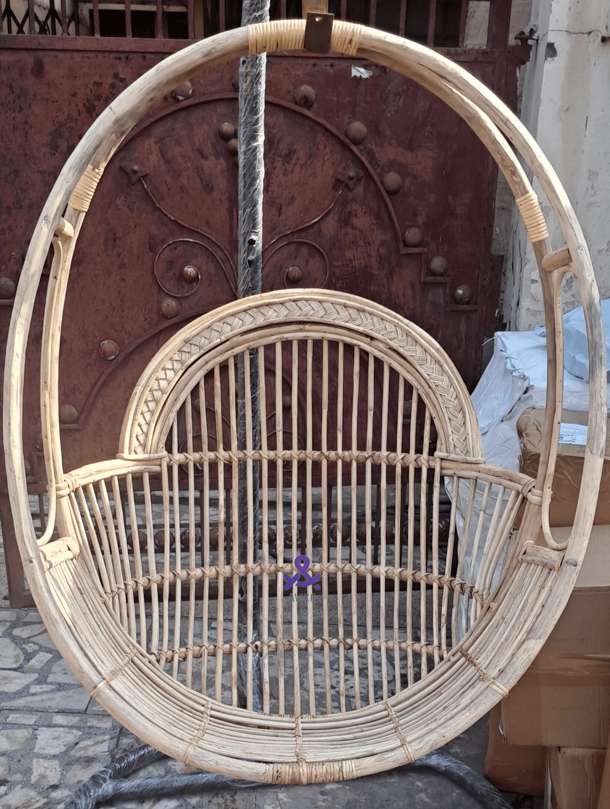 Cane Swing Hanging Chair, Jhula for All Ages – Kids & Adults (with Chain and Cushion)