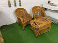 Cane Bamboo Sofa Chair(Set of 2 CHAIR +1 TABLE),Kursi for Garden,Living Room,Home, Dining Room, Bedroom, Outdoor, Cafe, Restaurant,Balcony