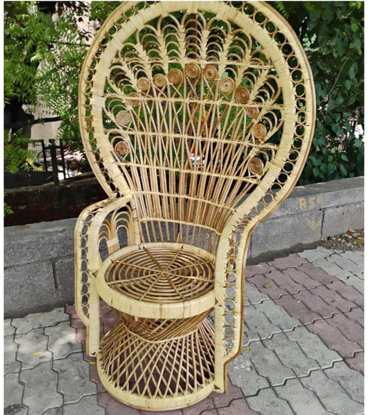 Bamboo Cane Peacock Chair - Perfect Event Seating for Weddings, Haldi Ceremonies, Hotels & Banquet Halls