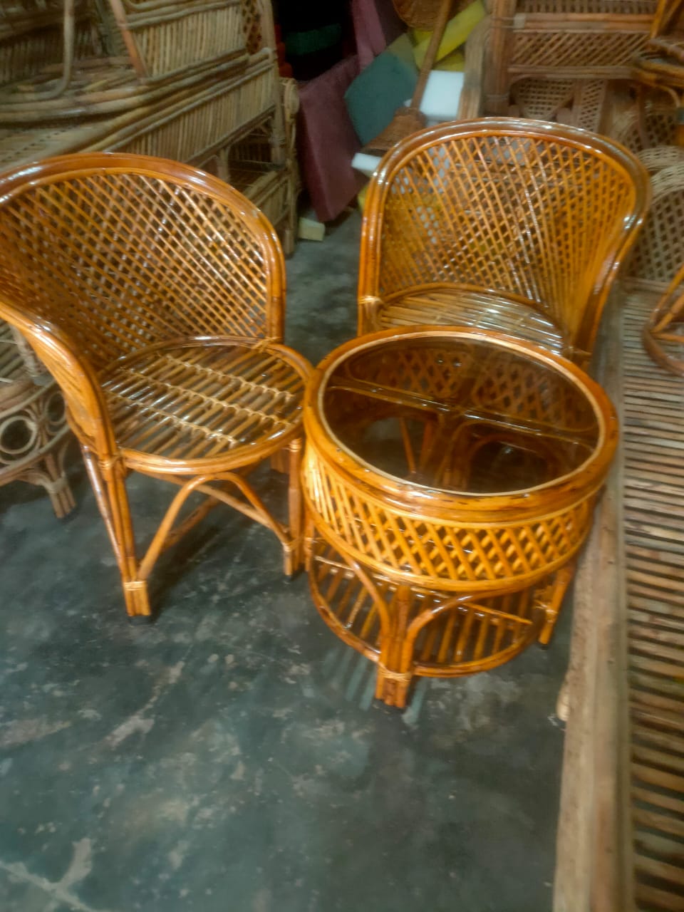 Cane Chair Set with Table: Perfect for Home, Office, Garden, and Balcony (Set of 2 with table)