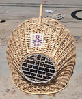 Cane Pet Carrier, Wicker Dog,cat Basket,  Wicker Pet Transporter with Lid, Travel Pet Bed