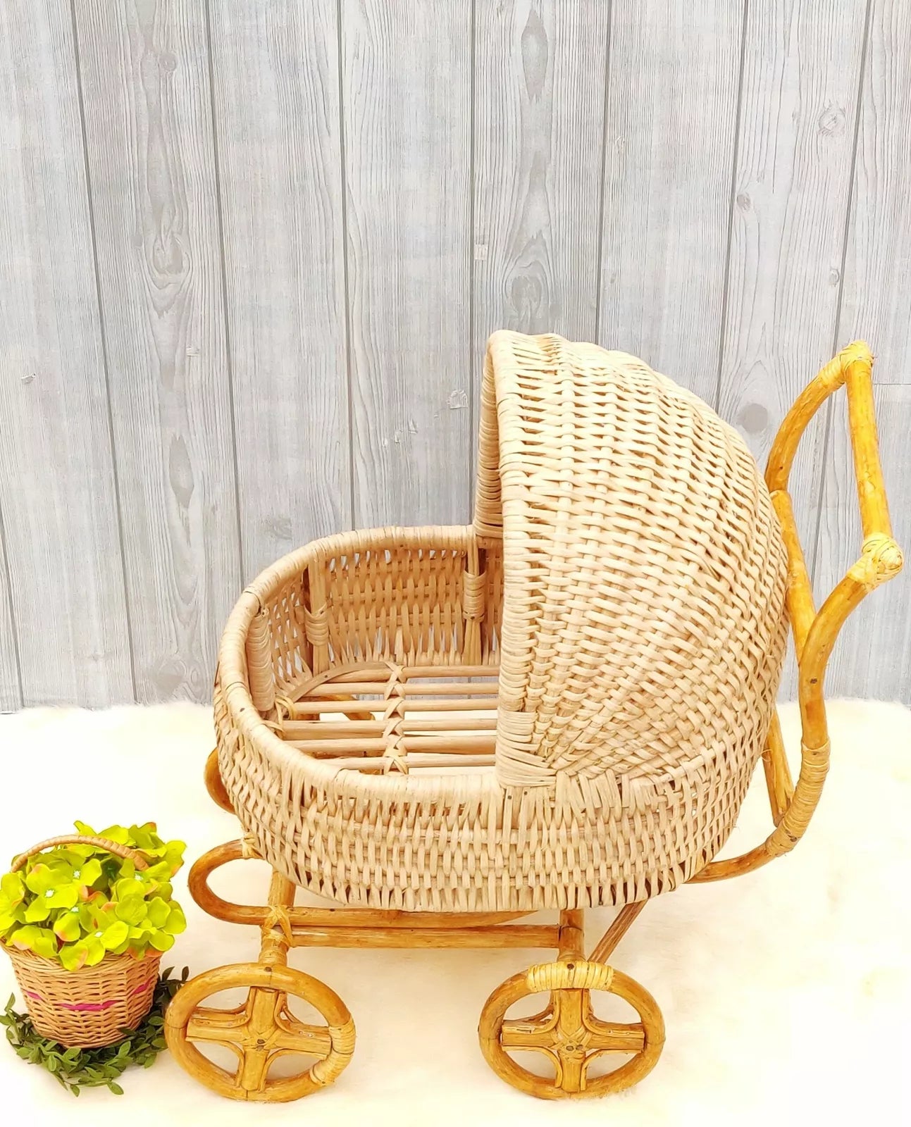 Cane Baby Stroller for Kids - Perfect for Newborn and Toddler Photoshoots | Kids Photography Props